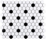 Mosaic Tile 1" White Hex with Black Dot - 10 12.25" x 10.5" sheets - New in Box!