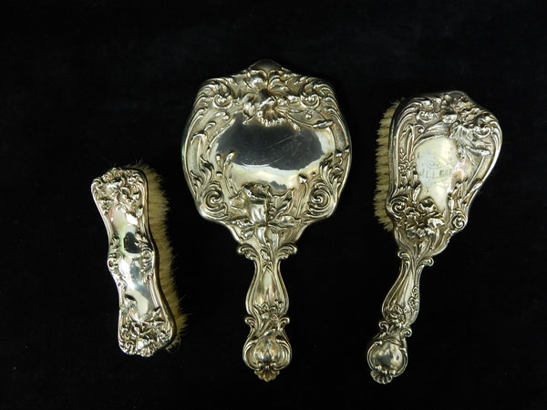 Victorian Silver Plate Vanity Set - Very Good Vintage Condition