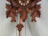 Black Forest Cuckoo Clock Regula 7 Day Birds Maple Leaves Pine Cone Weights