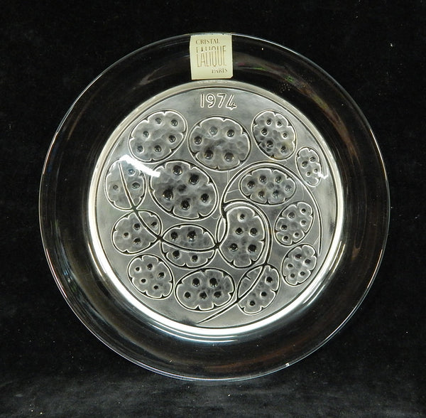 1974 Lalique 8" Crystal Silver Pennies Plate