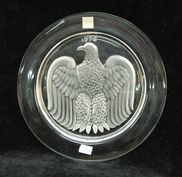 1976 Lalique 8" Crystal Bon Anniversaire Amerique Plate
