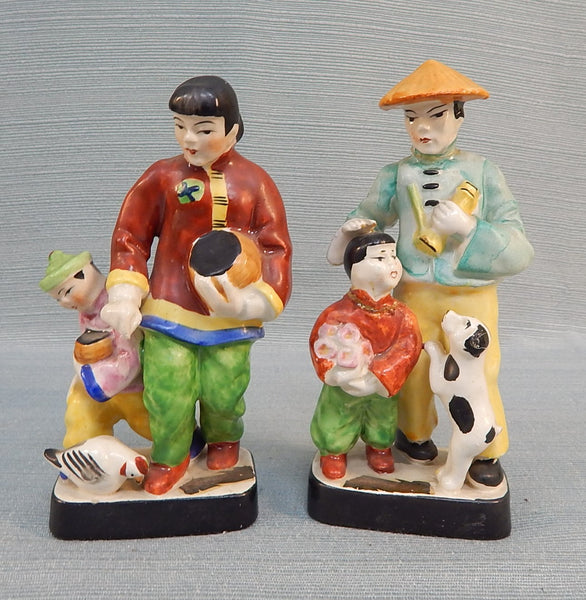 Hachiya Brothers Family Porcelain Figurines, Made in Japan - Lot of 2