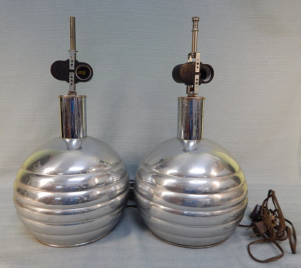 Pair of Vintage Polished Chrome Lamps