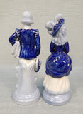 7" Blue & White Ceramic Figurines, Made in Occupied Japan