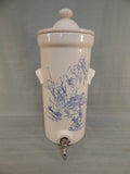 Large Blue and White Ceramic Beverage Dispenser - Vintage