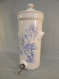 Large Blue and White Ceramic Beverage Dispenser - Vintage