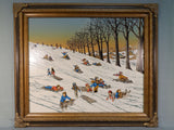 Sled Hill Framed Print on Canvas by H. Hargrove