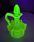Fenton Topaz Opalescent Uranium Cactus Cruet with Stopper