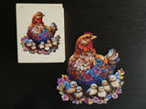Jigfoxy Wooden Hens and Chicks 180 Piece Puzzle (Missing 1 Edge Piece)