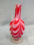 Vintage Nailsea Red and White Satin Blown Glass Cruet