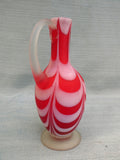 Vintage Nailsea Red and White Satin Blown Glass Cruet
