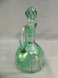 Green Cut Glass to Clear Cruet with Stopper