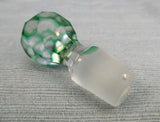 Green Cut Glass to Clear Cruet with Stopper