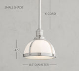 Pottery Barn Small Milk Glass Pendant Light - Bronze Finish - New!