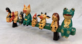 Hand-Painted Animals on a Bench