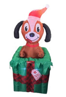 5 ft. LED Animated Christmas Dog in a Gift Box Inflatable by Gemmy - Like New!