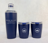 Peter Millar Navy Blue Cocktail Shaker and Tumbler Set  - Brand New!