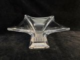 Stunning Crystal Centerpiece Bowl, Clear Large Flaring Square, Etched France