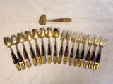 Nickel Bronze and Rosewood Siam Thailand Buddha Flatware - 17 pieces