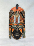 Kenyan Black and Red Tribal Mask with Giraffes