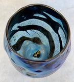 Charles Lotton 1978 Iridescent Blue and Silver Vase