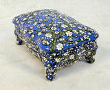 Blue Ceramic Trinket Box with Moriage Decoration