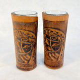 Mexican Leather-Wrapped Shot Glasses - Set of 2