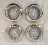 Vintage Amston Sterling Silver and Glass Coasters - Set of 4