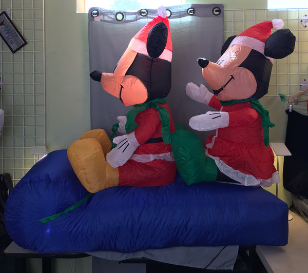 5 ft. LED Christmas Mickey and Minnie on a Sled Inflatable - Like New!