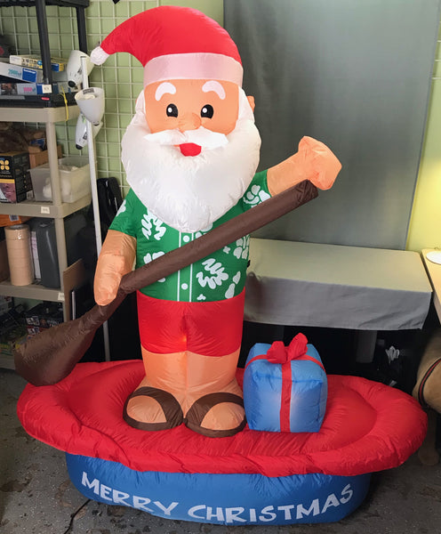 6 ft. LED Christmas Santa on Paddle Board Inflatable - Like New!