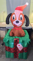 5 ft. LED Animated Christmas Dog in a Gift Box Inflatable by Gemmy - Like New!