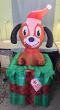 5 ft. LED Animated Christmas Dog in a Gift Box Inflatable - Like New!