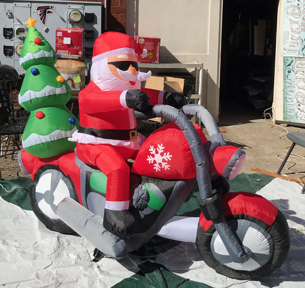 7 ft. LED Christmas Santa on Motorcycle Inflatable - Like New!