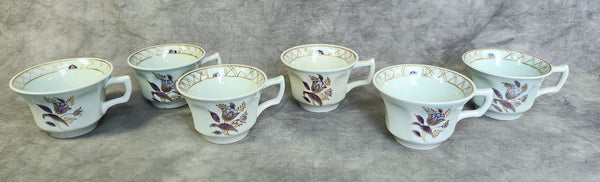 Vintage Adams Calyx Ware Purple Flower Tea Cups - Set of 6