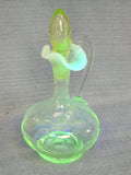 Uranium Glass Cruet with Opalescent Rim and Matching Stopper