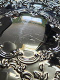 Silver Plated Ornate Rose Patten Vanity Hand Mirror (Missing Mirror)