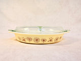 Pyrex 110 1.5 Quart Divided Dish Dandelion Duet
