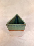 Pair of Triangular Glazed Stoneware Vases