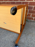 Teak Two Shelf Rolling Cart