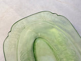 Federal Glass Sylan Parrot Oval Bowl Green Uranium Glass