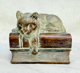 Vintage Cat on Stack of Books Bookend
