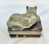 Vintage Cat on Stack of Books Bookend