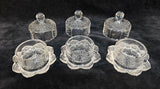 Set of 3 Pressed Glass Butter Dishes with Cloche Lids