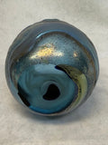 Charles Lotton 1978 Iridescent Blue and Silver Vase