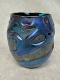 Charles Lotton 1978 Iridescent Blue and Silver Vase