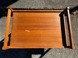 Teak Two Shelf Rolling Cart