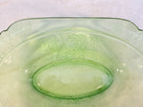 Federal Glass Sylan Parrot Oval Bowl Green Uranium Glass