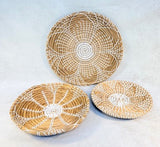 Set of 3 Hand-Woven Sisal Shallow Baskets