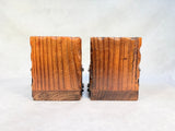 Hand Carved Wood Bookends with Old World Globes