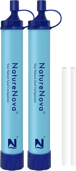 NatureNova Personal Water Filter Straw for Camping (2-Pack) - Brand New!